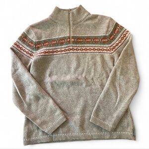 Woolrich autumn multi-coloured 1/4 zip sweater 100% lambswool patterned Cozy